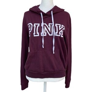 PINK Burgundy Spellout Hoodie